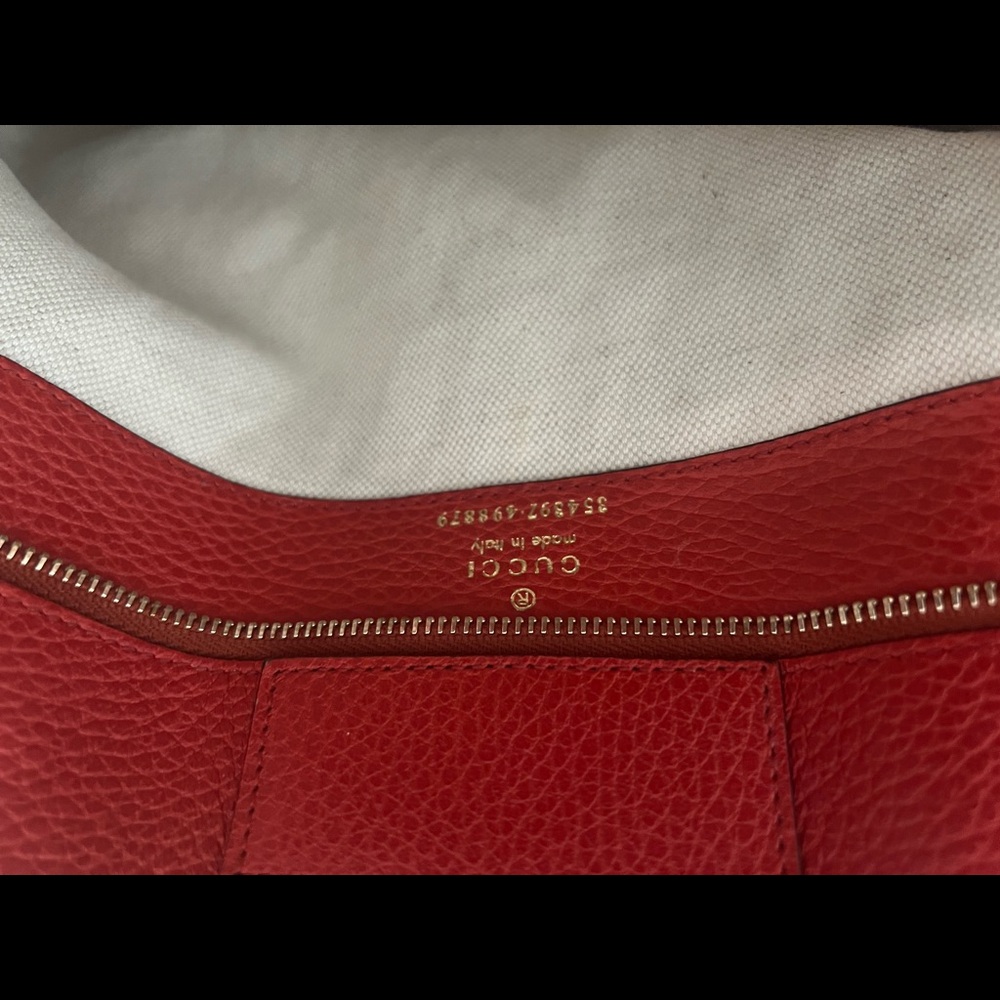 GUCCI Leather Swing Tote Bag Red Gold Hardware Large - Picture 15 of 16